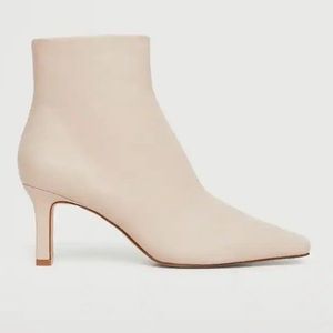 Mango Square Toe Kitten Heel Ankle Boots